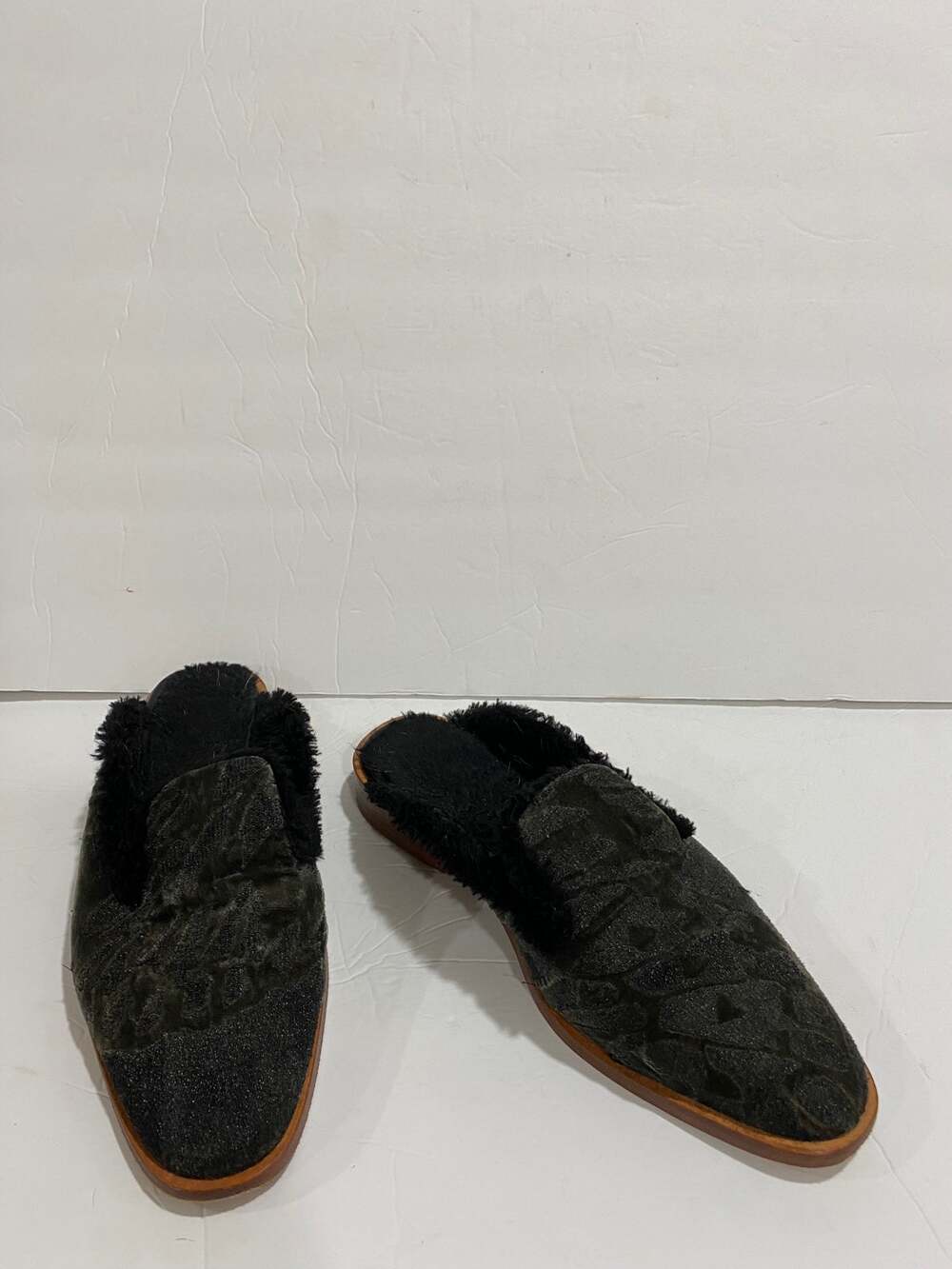 Free People Womens Faux Shearling Lined Slip On Loafers Mules Black Size 38 8 - Picture 1 of 6